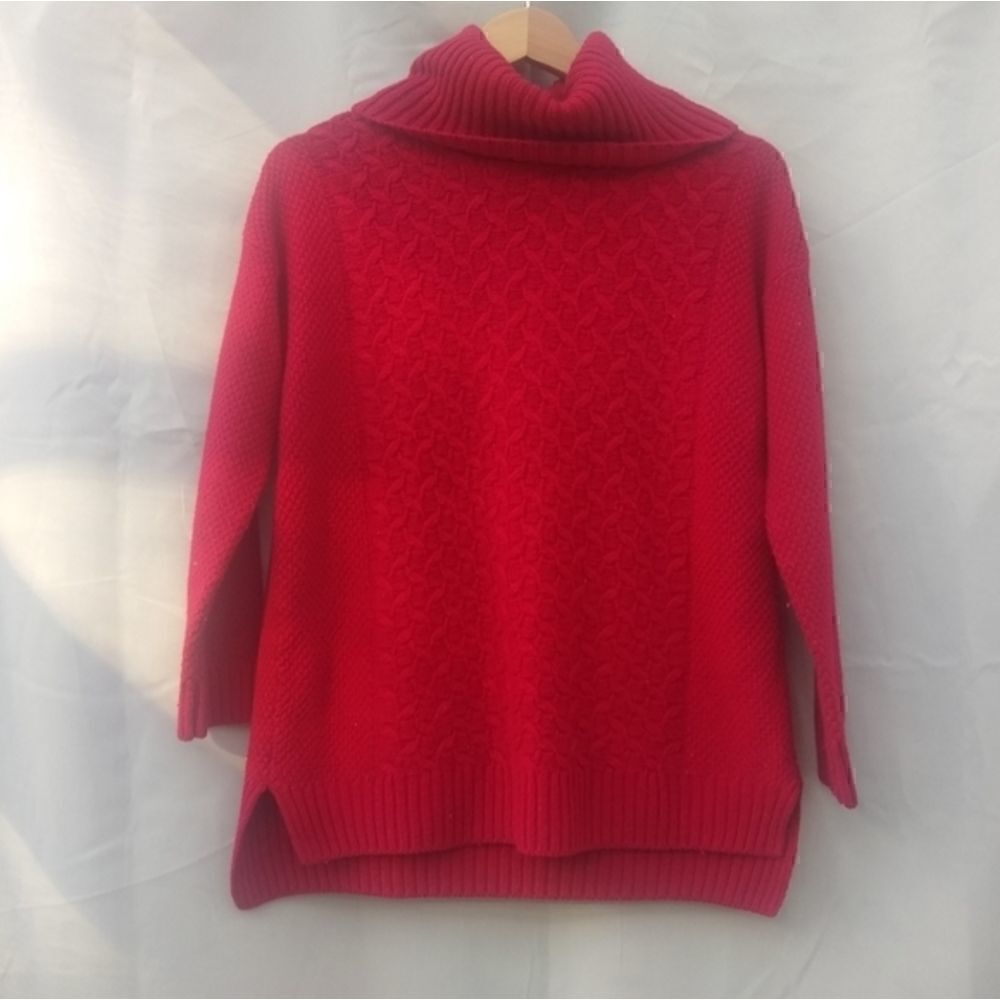 ❤️💝 Verve Ami red sweater small cowl turtle neck pullover pull over Valentine's